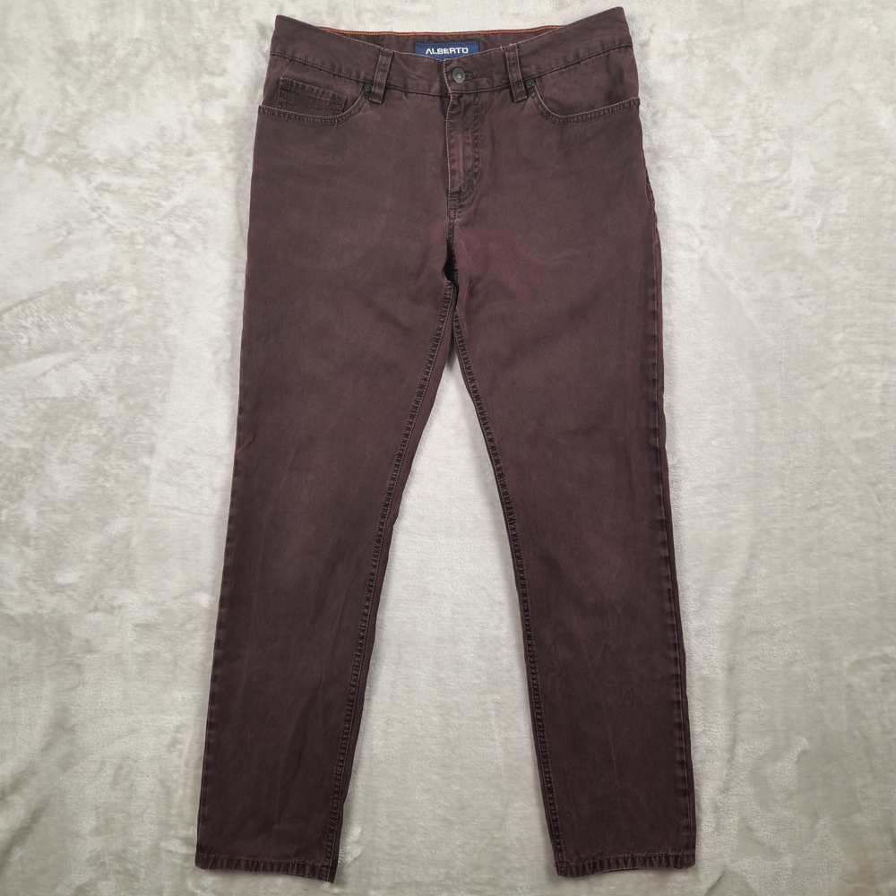 Alberto Jeans Pipe Pima Cotton Men's Regular Slim Fit‎ Vintage Twill Maroon W32